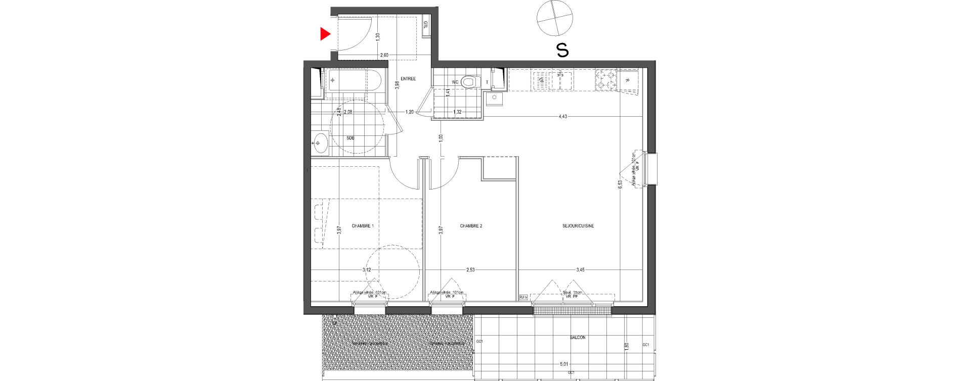 Appartement T3 de 61,37 m2 &agrave; Thionville Saint-pierre