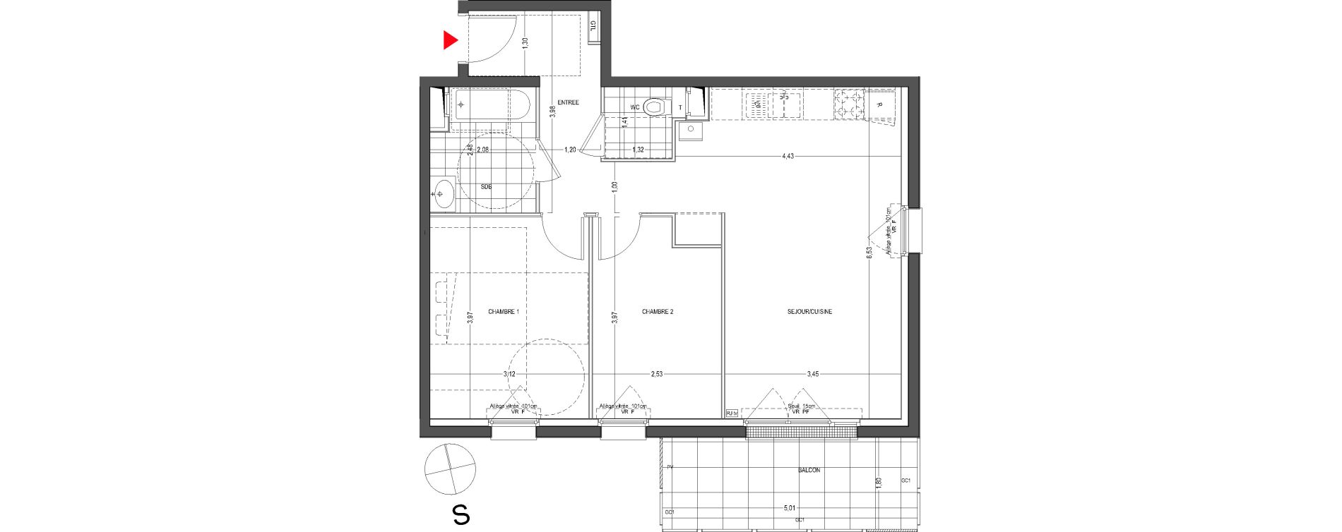 Appartement T3 de 61,37 m2 &agrave; Thionville Saint-pierre