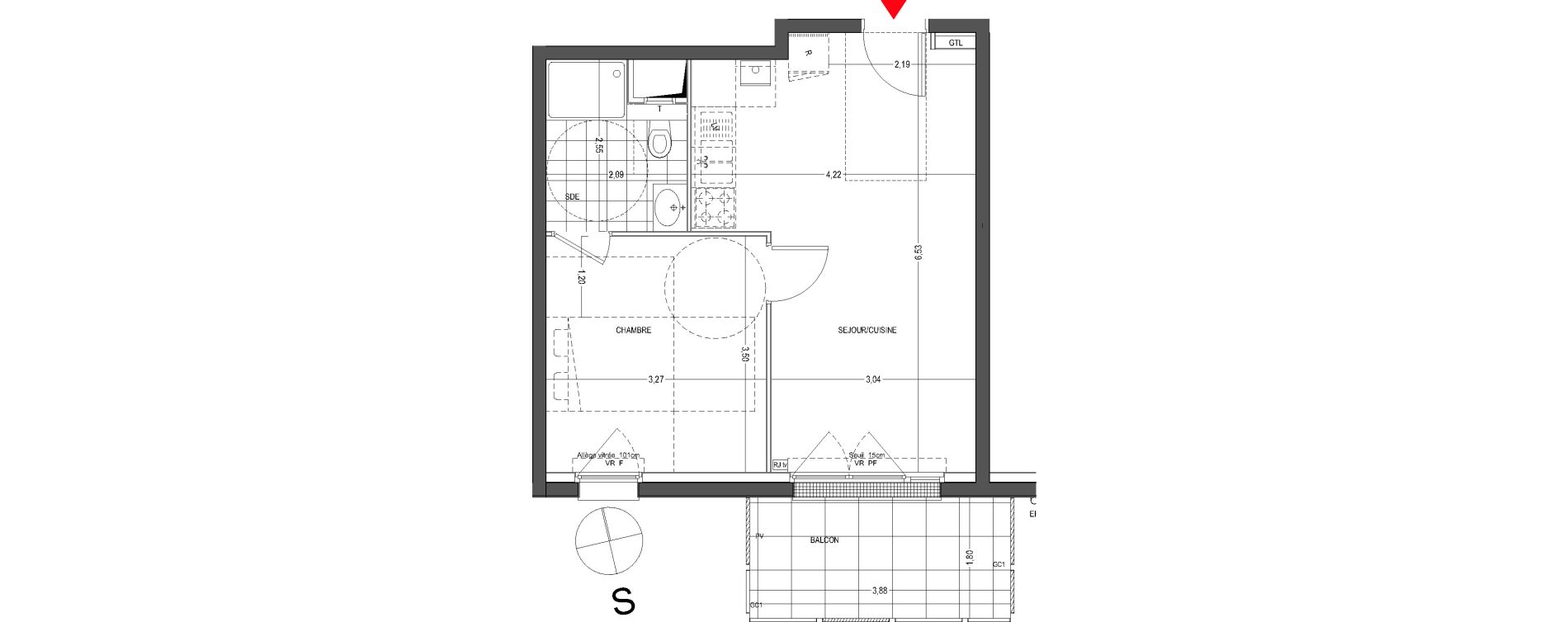 Appartement T2 de 38,58 m2 &agrave; Thionville Saint-pierre