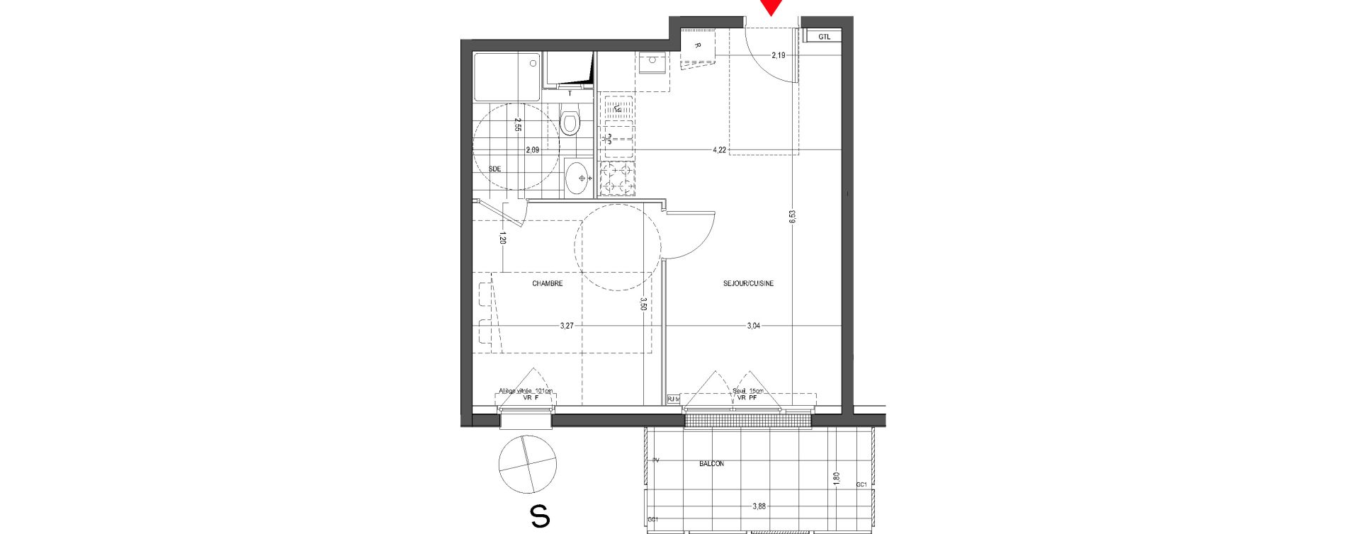 Appartement T2 de 38,58 m2 &agrave; Thionville Saint-pierre