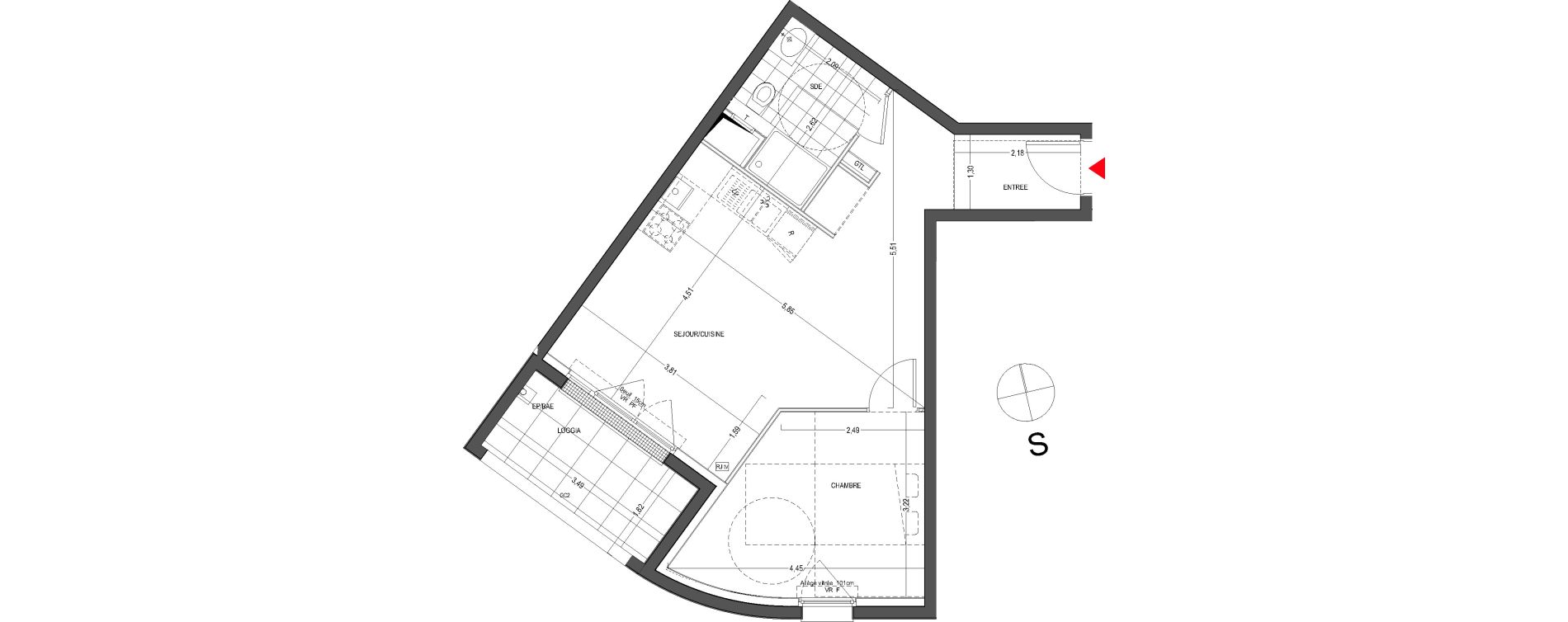 Appartement T2 de 44,64 m2 &agrave; Thionville Saint-pierre