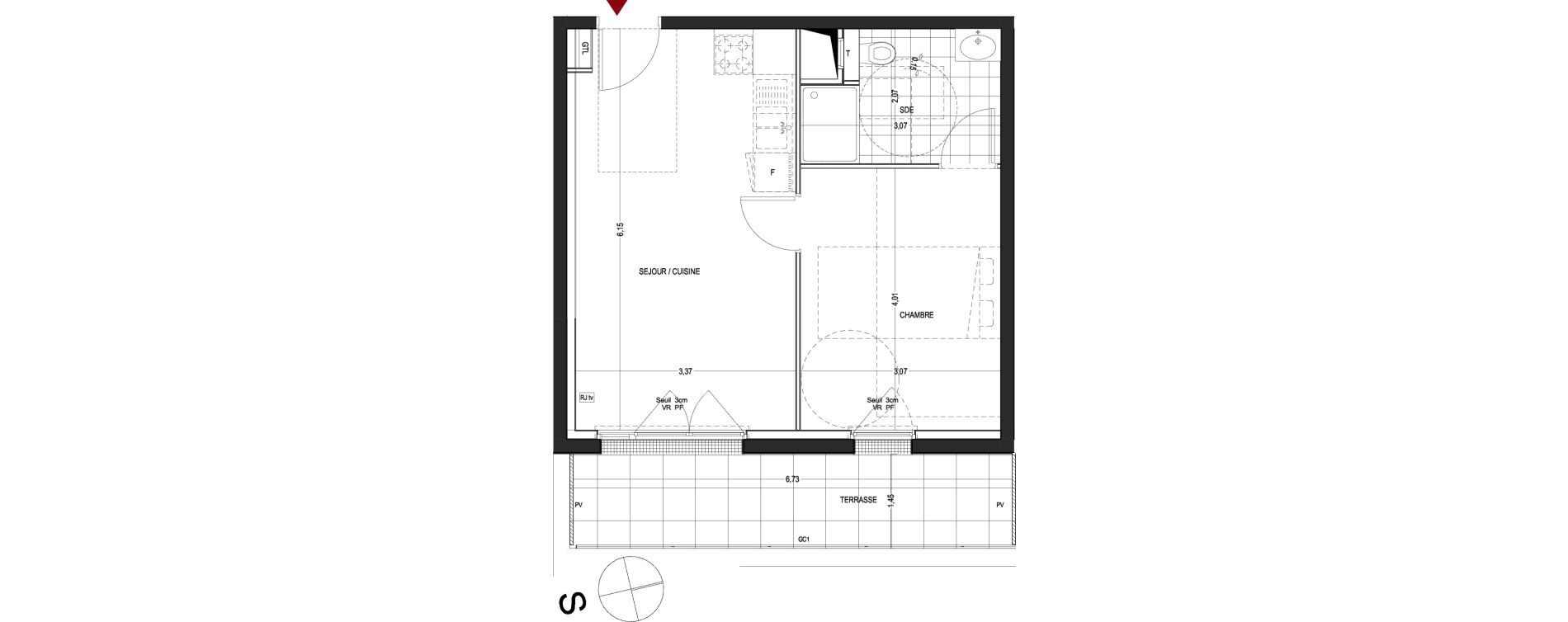 Appartement T2 de 48,39 m2 &agrave; Thionville Saint-pierre