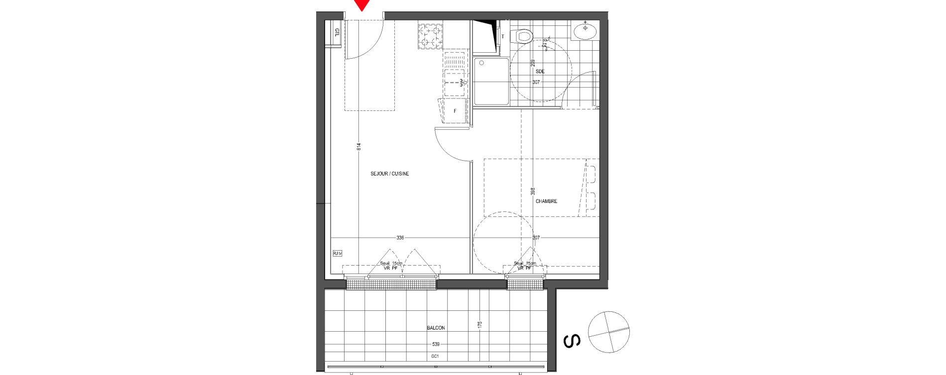 Appartement T2 de 38,27 m2 &agrave; Thionville Saint-pierre
