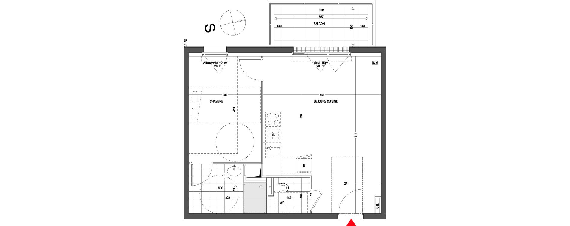 Appartement T2 de 44,24 m2 &agrave; Thionville Saint-pierre