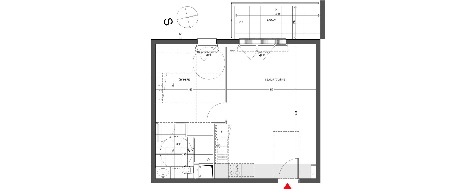 Appartement T2 de 44,46 m2 &agrave; Thionville Saint-pierre