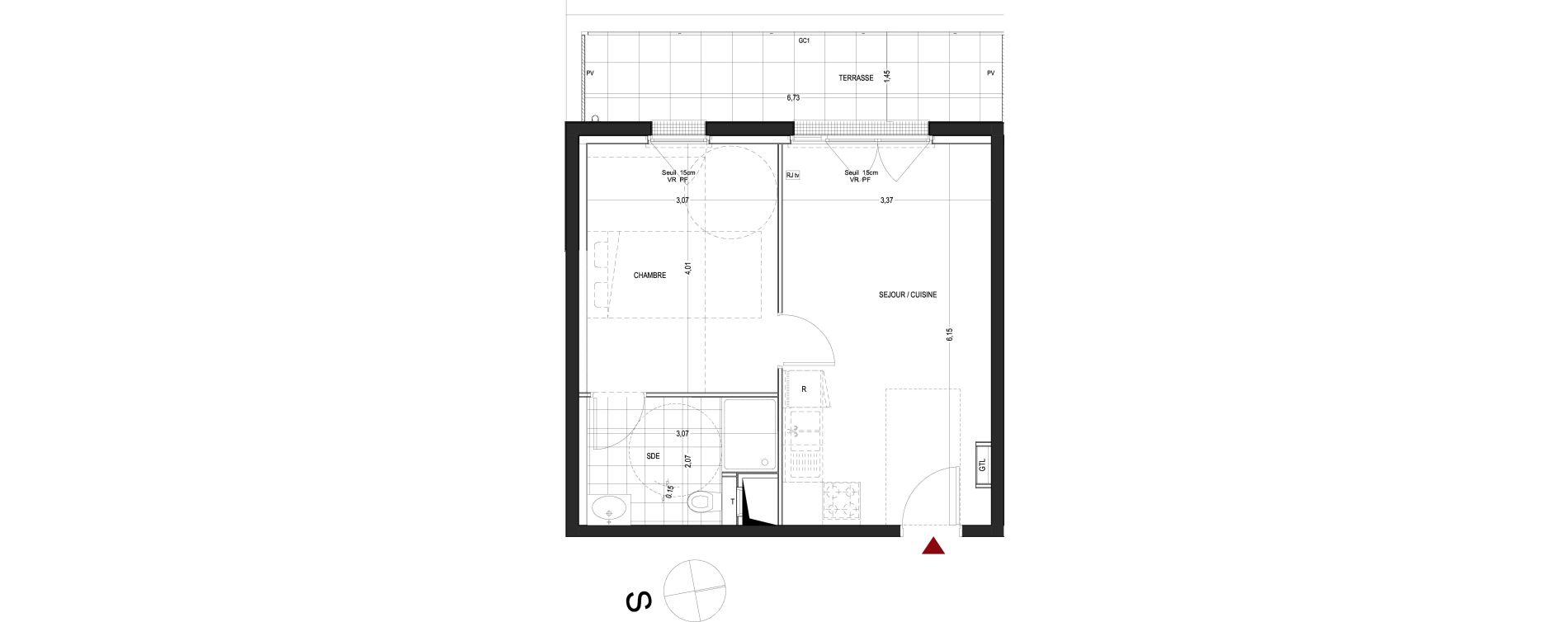 Appartement T2 de 38,41 m2 &agrave; Thionville Saint-pierre