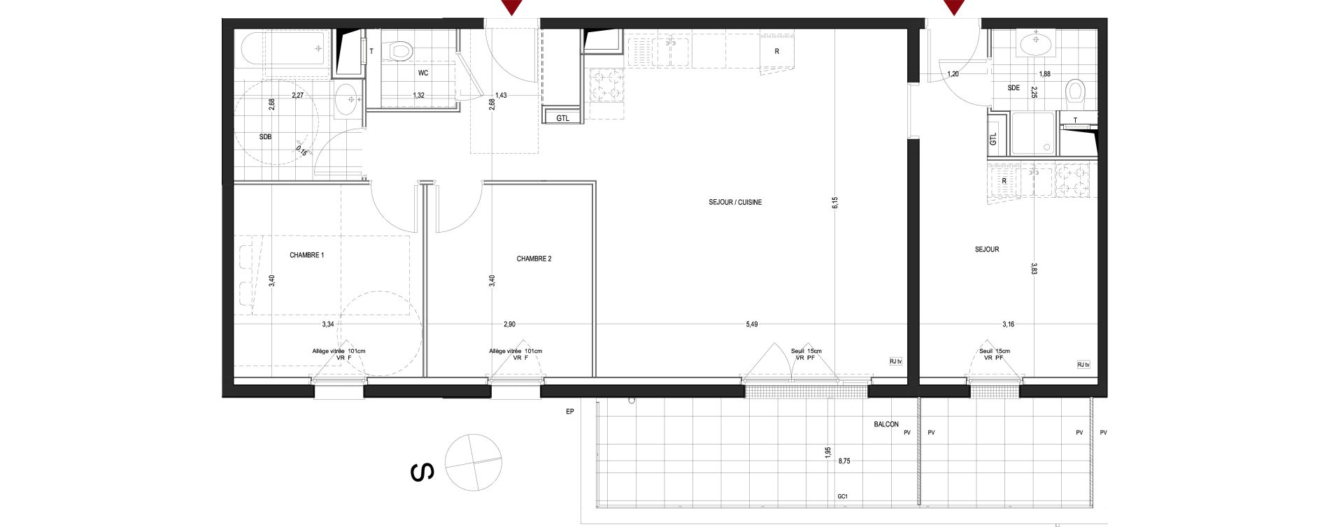 Appartement T4 de 88,29 m2 &agrave; Thionville Saint-pierre