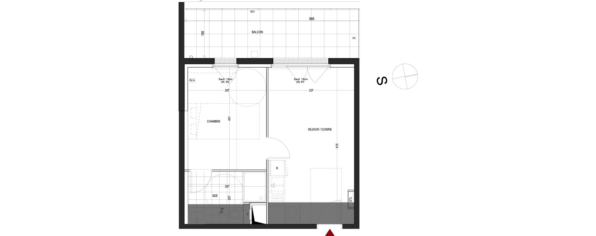 Appartement T2 de 38,41 m2 &agrave; Thionville Saint-pierre