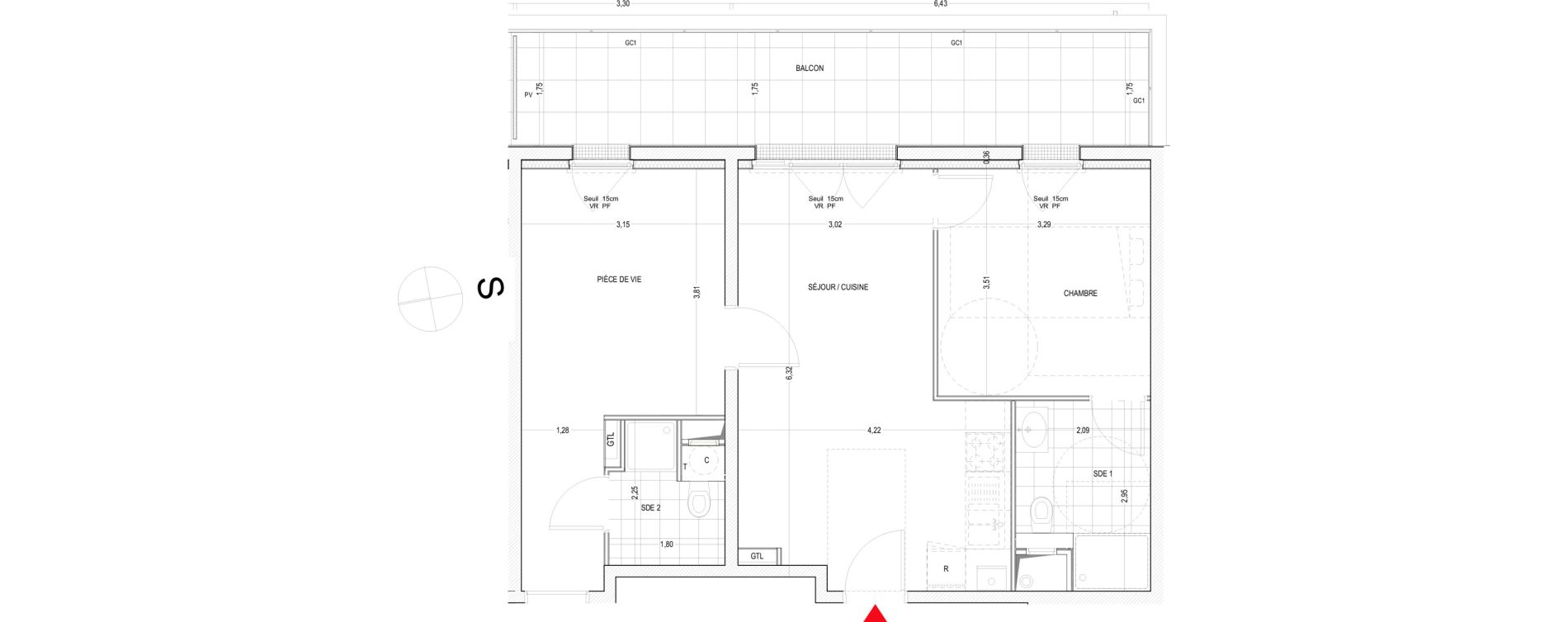 Appartement T3 de 58,12 m2 &agrave; Thionville Saint-pierre