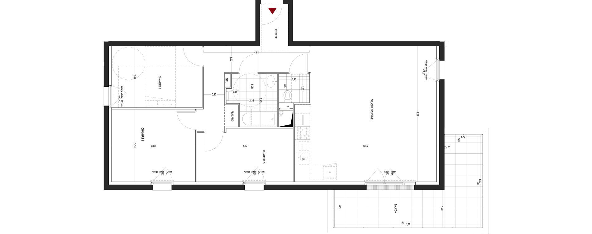 Appartement T4 de 90,99 m2 &agrave; Thionville Saint-pierre