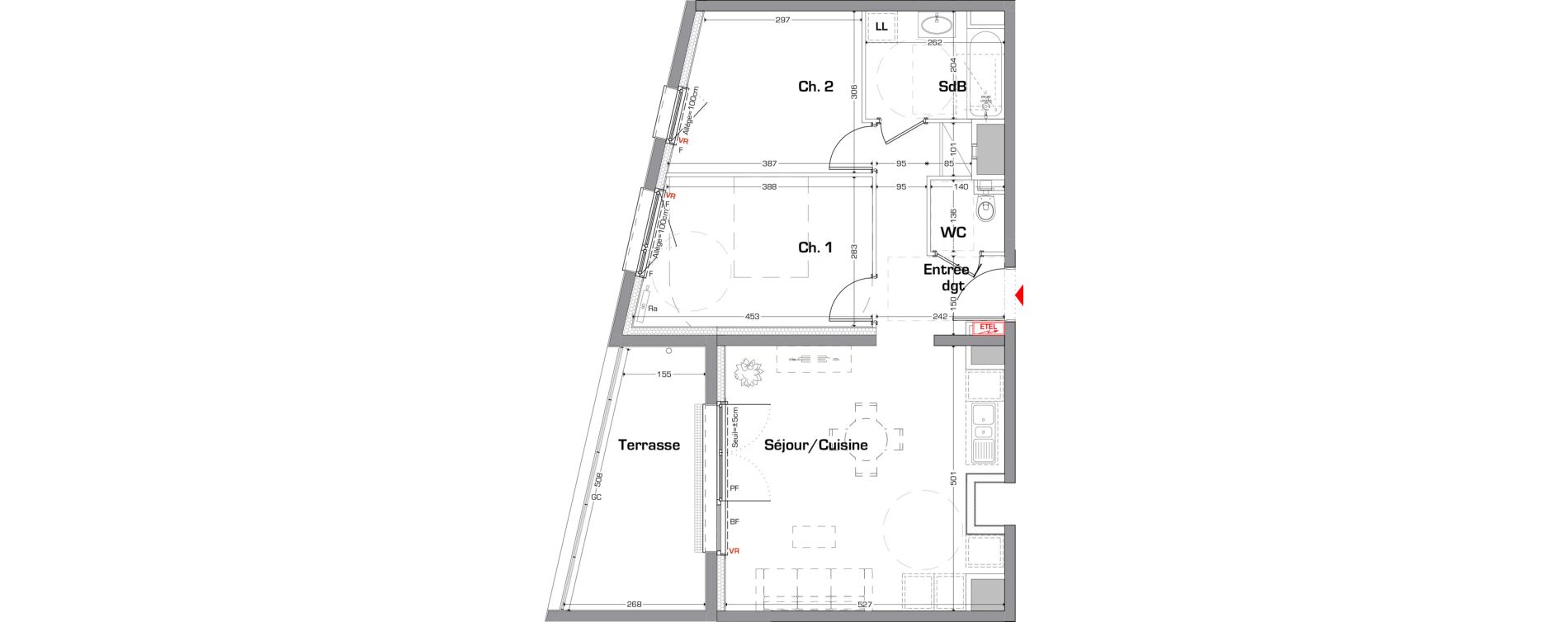 Appartement T3 de 60,73 m2 &agrave; Thionville Guentrange