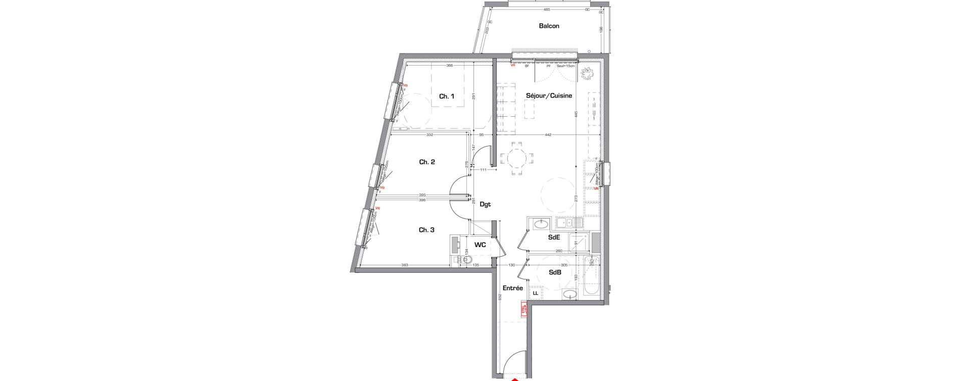 Appartement T4 de 87,21 m2 &agrave; Thionville Guentrange