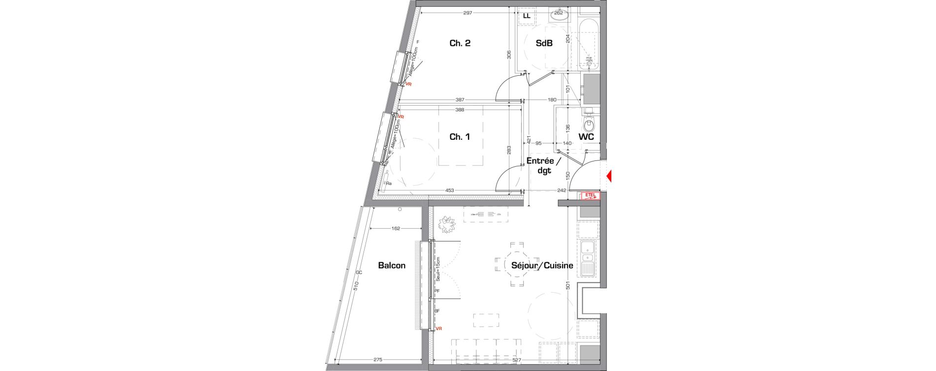 Appartement T3 de 60,73 m2 &agrave; Thionville Guentrange