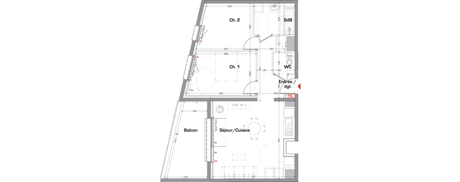 Appartement T3 de 60,73 m2 &agrave; Thionville Guentrange