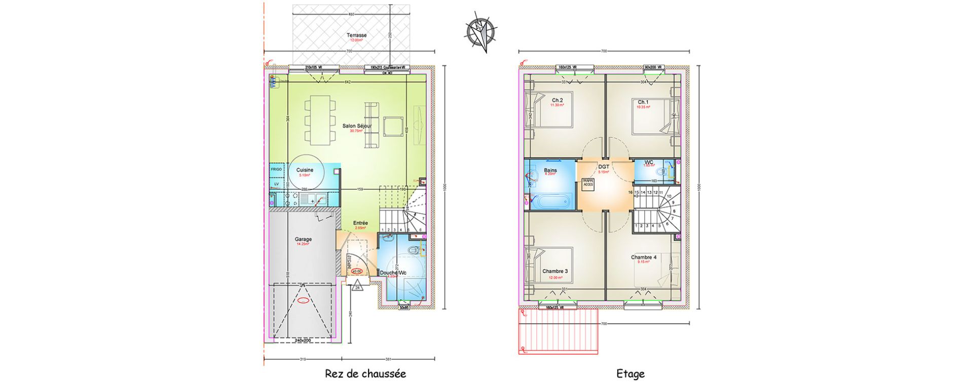 Maison T5 de 97,10 m2 &agrave; Woippy Les c&ocirc;teaux