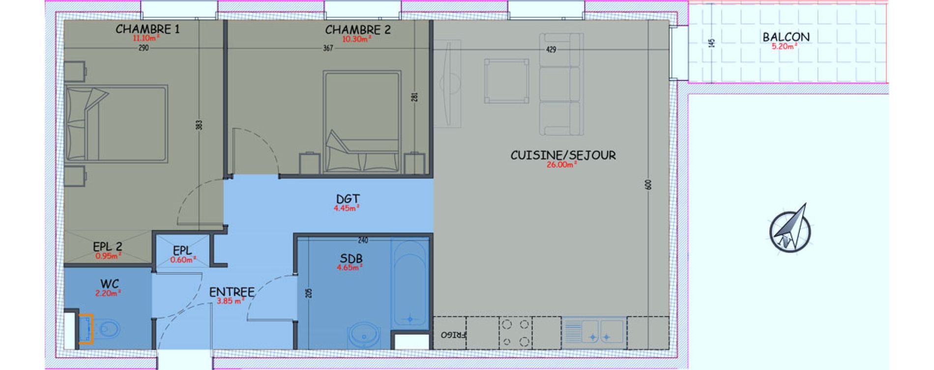 Appartement T3 de 63,15 m2 &agrave; Woippy Les c&ocirc;teaux