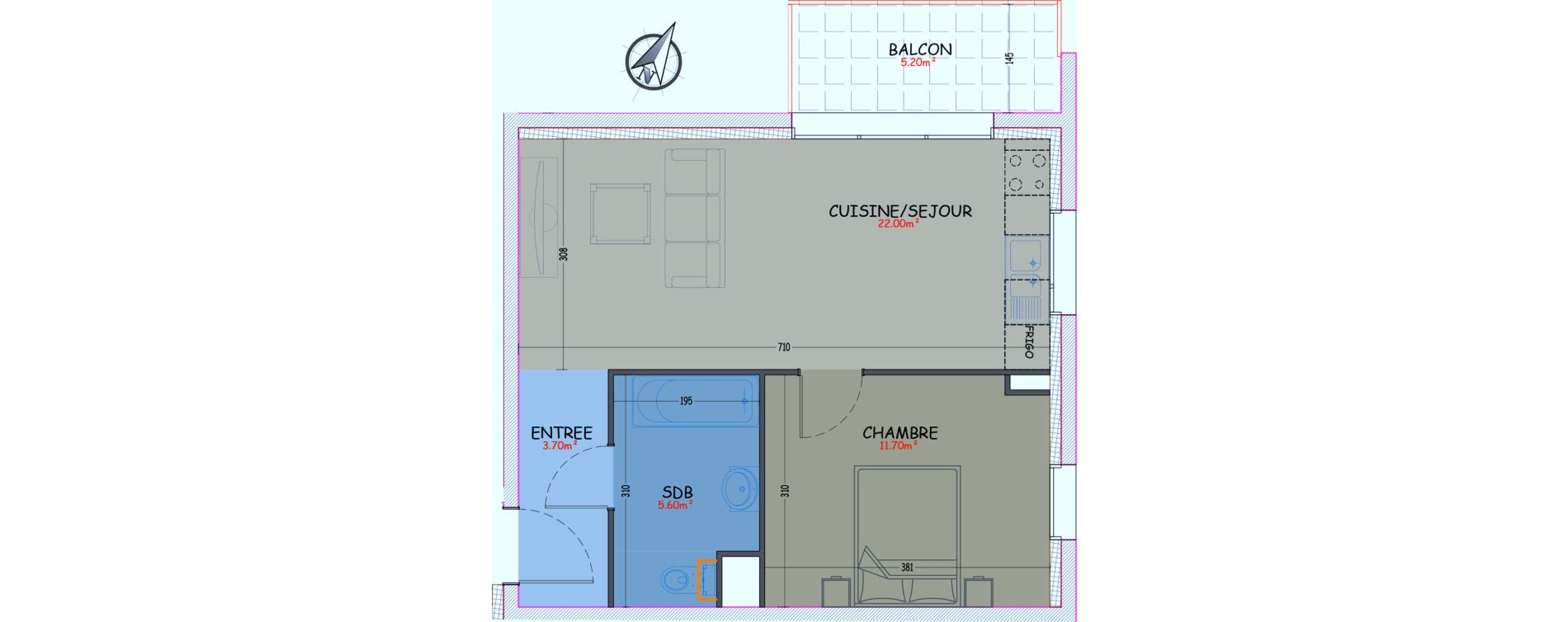 Appartement T2 de 43,00 m2 &agrave; Woippy Les c&ocirc;teaux