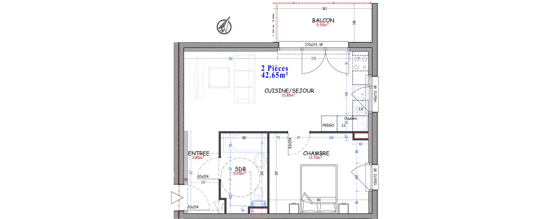 Appartement T2 de 42,65 m2 &agrave; Woippy Les c&ocirc;teaux