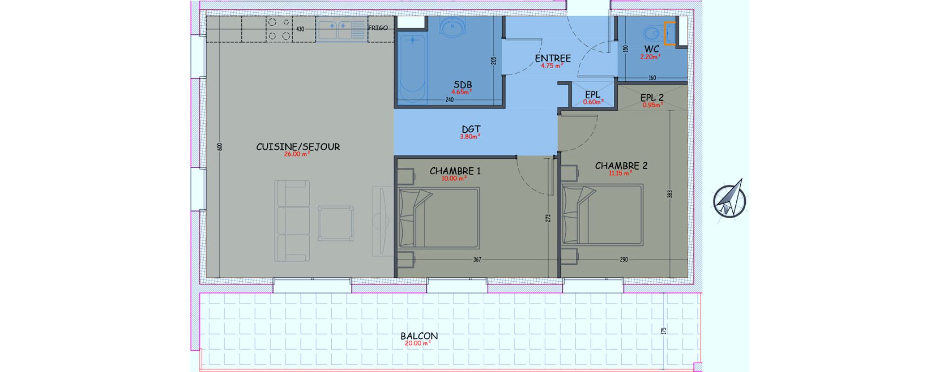 Appartement T3 de 64,10 m2 &agrave; Woippy Les c&ocirc;teaux