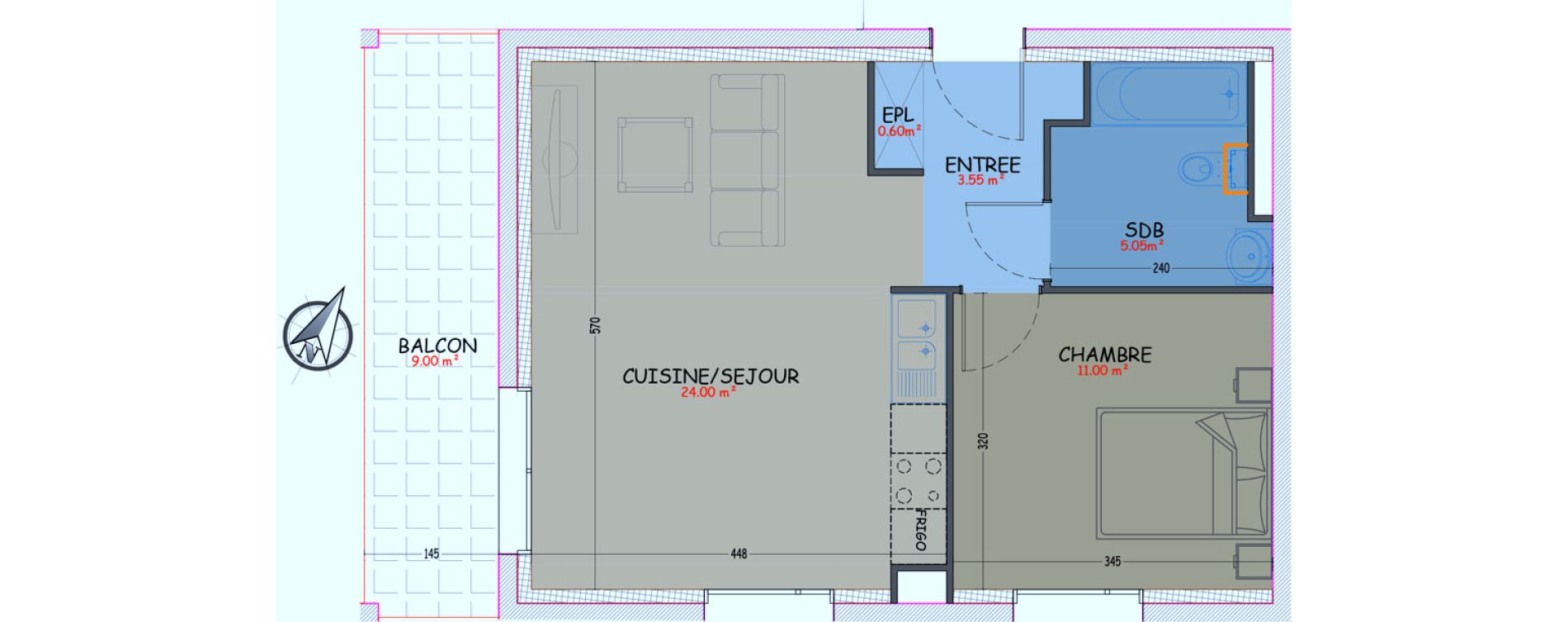 Appartement T2 de 44,20 m2 &agrave; Woippy Les c&ocirc;teaux
