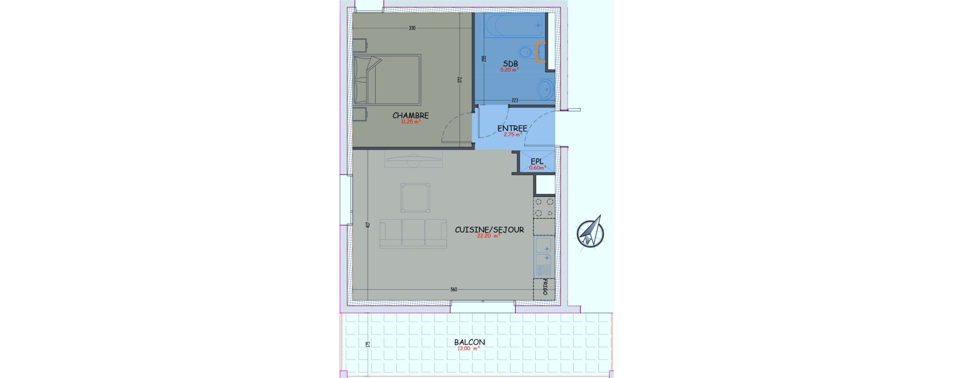 Appartement T2 de 42,00 m2 &agrave; Woippy Les c&ocirc;teaux