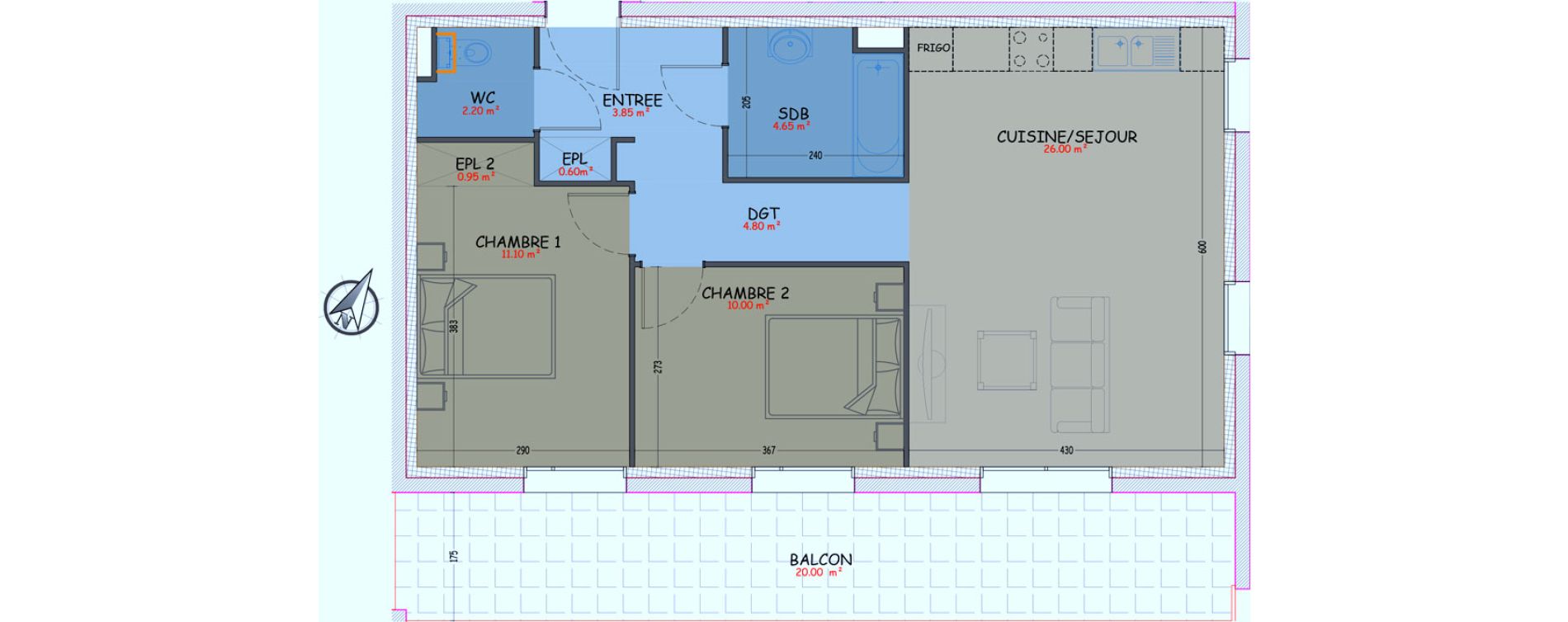 Appartement T3 de 64,15 m2 &agrave; Woippy Les c&ocirc;teaux