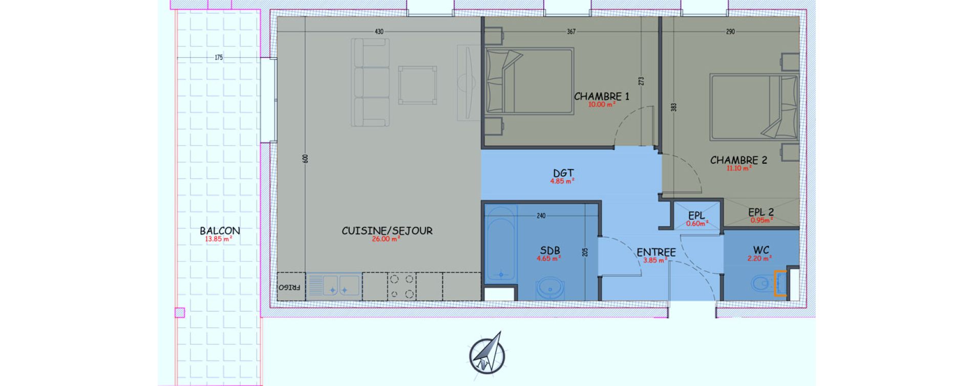 Appartement T3 de 64,20 m2 &agrave; Woippy Les c&ocirc;teaux