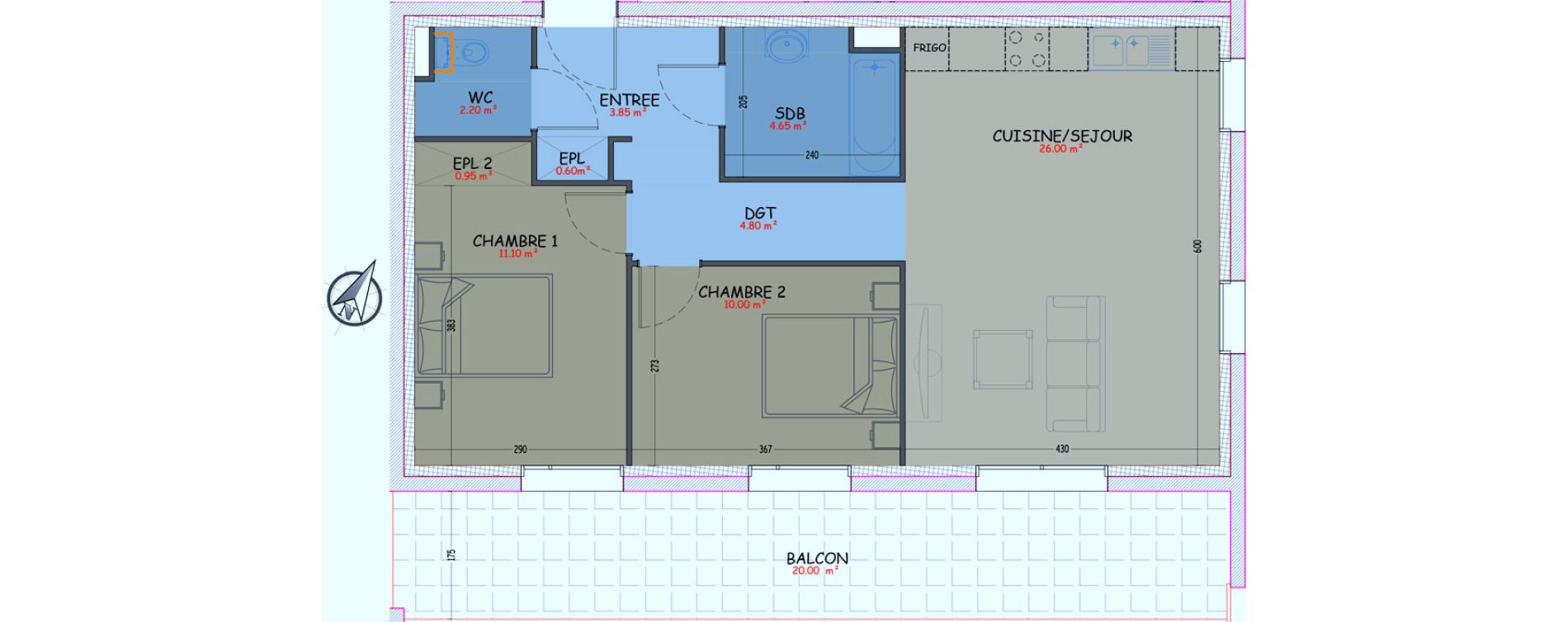 Appartement T3 de 64,15 m2 &agrave; Woippy Les c&ocirc;teaux