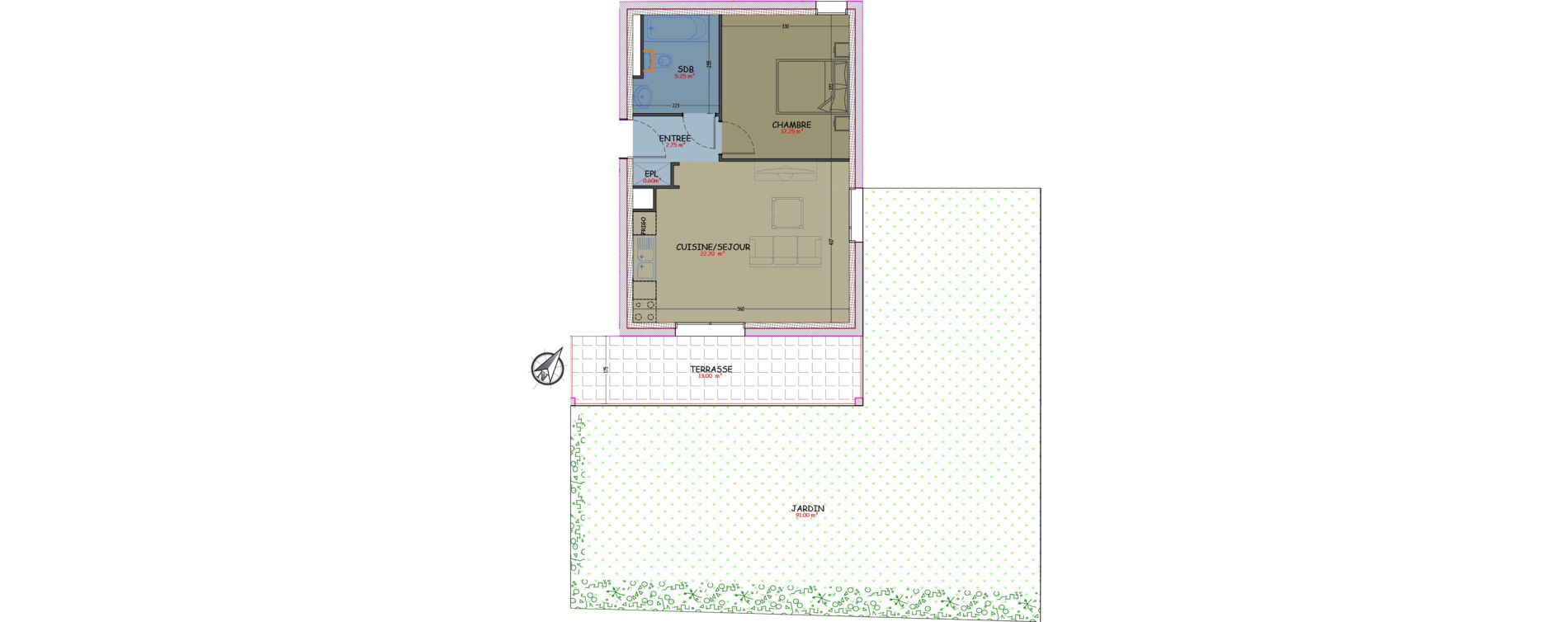 Appartement T2 de 43,05 m2 &agrave; Woippy Les c&ocirc;teaux