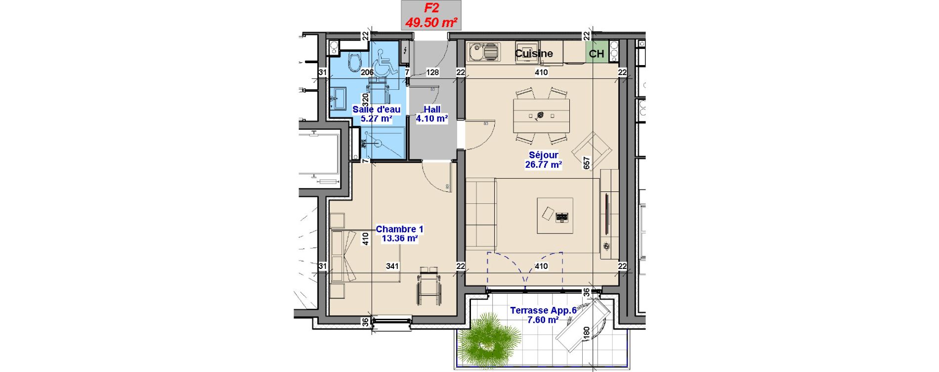 Appartement T2 de 49,50 m2 &agrave; Yutz La tuilerie