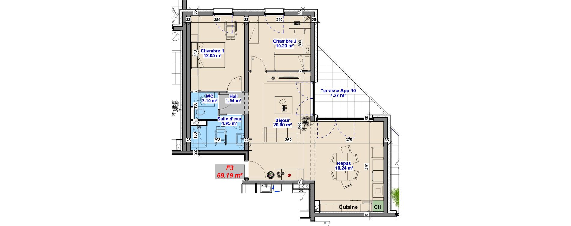 Appartement T3 de 69,19 m2 &agrave; Yutz La tuilerie