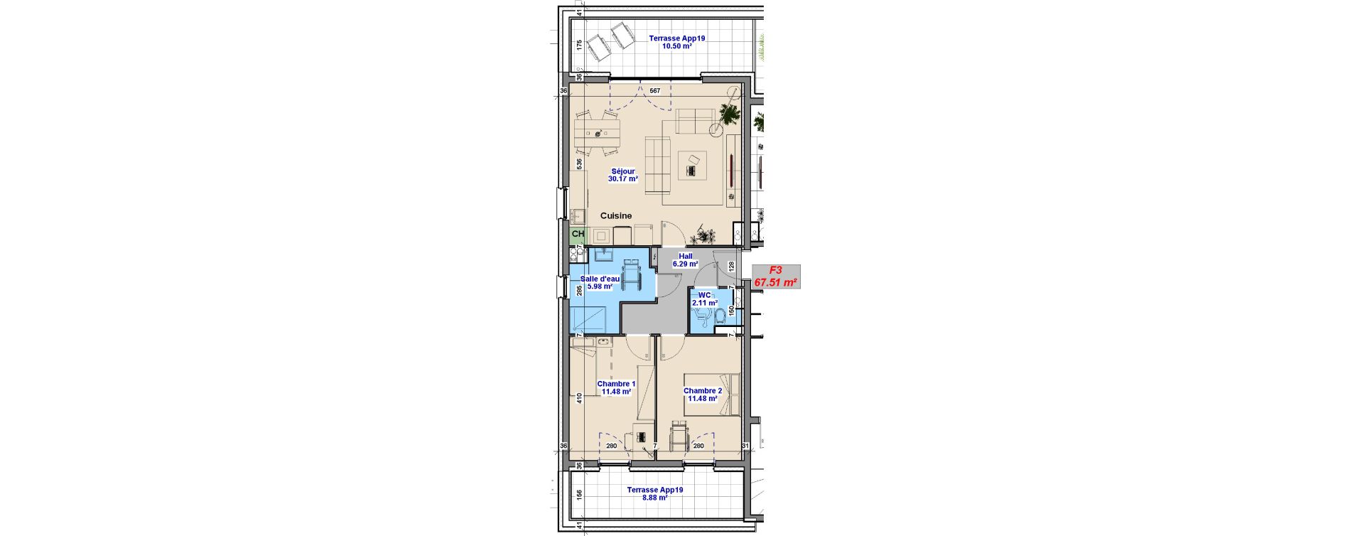 Appartement T3 de 67,51 m2 &agrave; Yutz La tuilerie