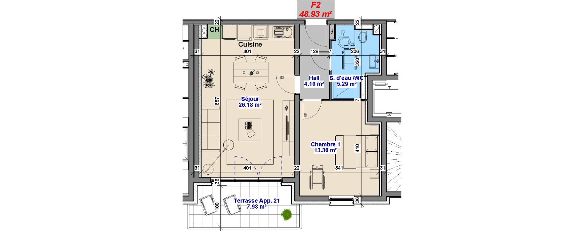 Appartement T2 de 48,93 m2 &agrave; Yutz La tuilerie