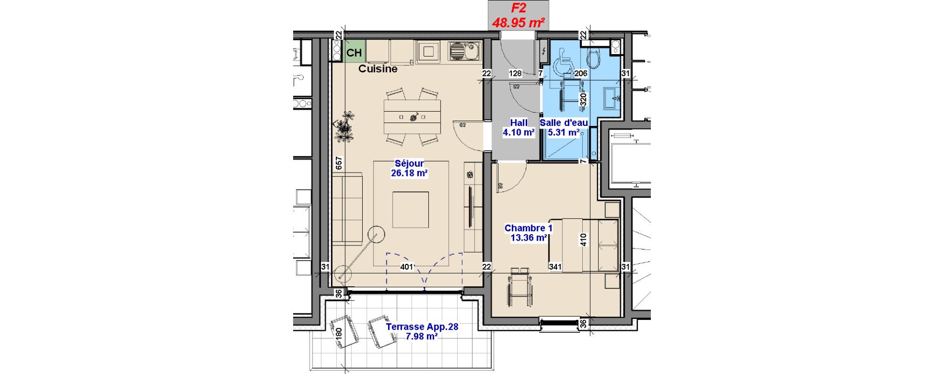 Appartement T2 de 48,95 m2 &agrave; Yutz La tuilerie