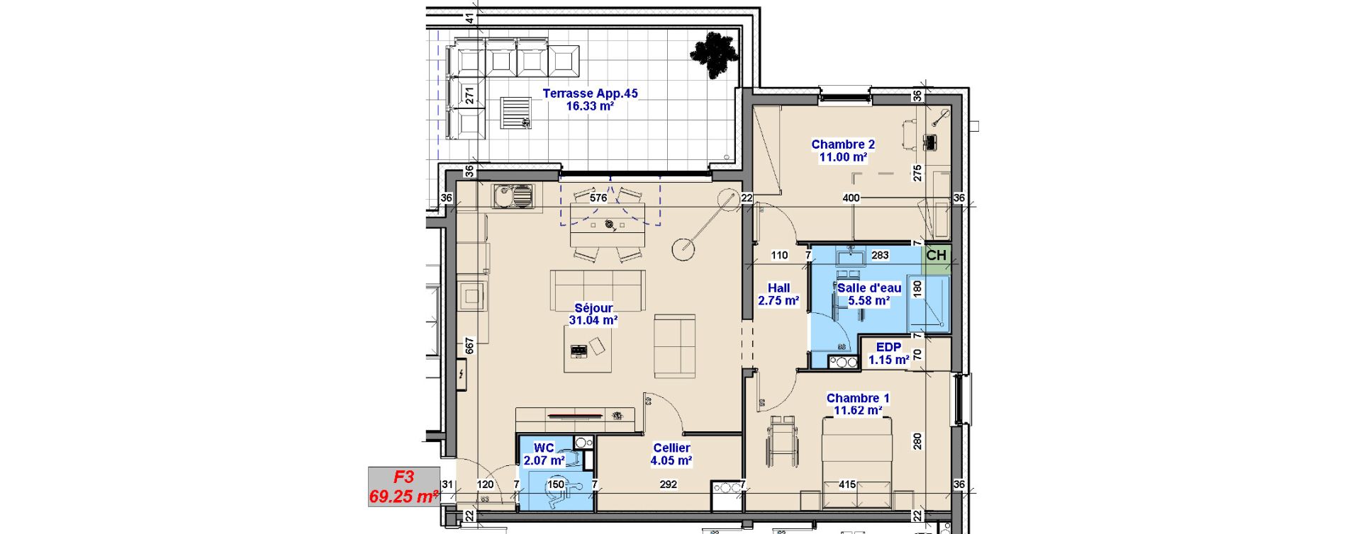 Appartement T3 de 69,25 m2 &agrave; Yutz La tuilerie
