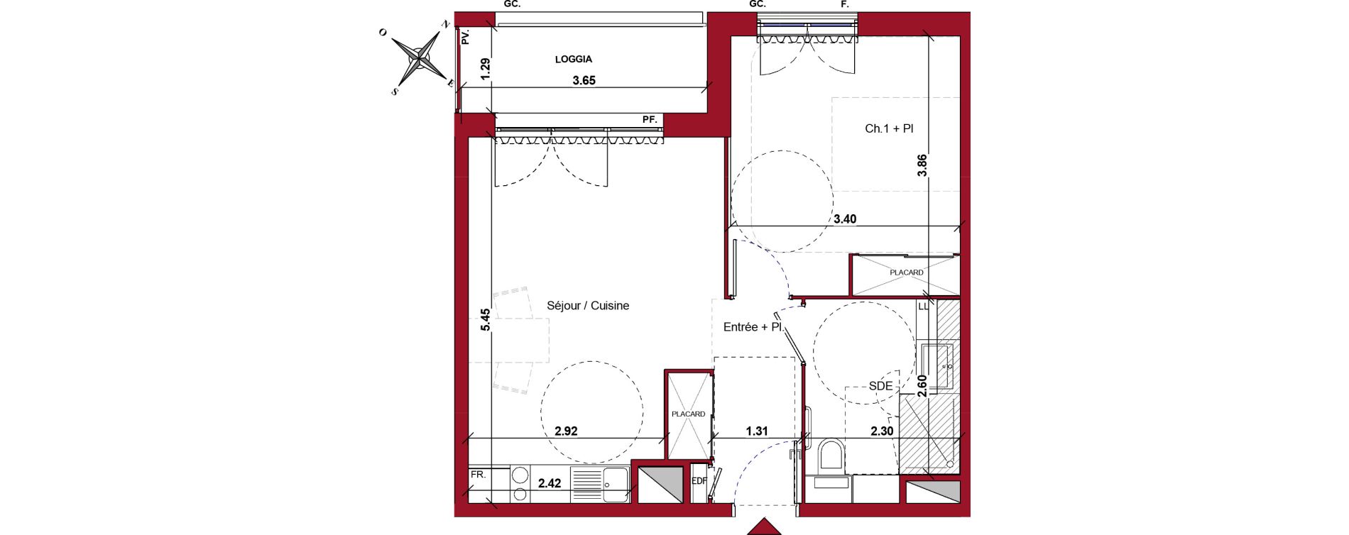 Appartement T2 meubl&eacute; de 43,01 m2 &agrave; Ch&acirc;teau-Thierry Centre