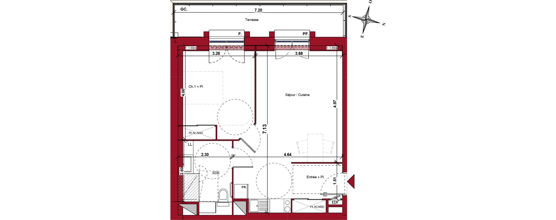 Appartement T2 meubl&eacute; de 47,00 m2 &agrave; Ch&acirc;teau-Thierry Centre