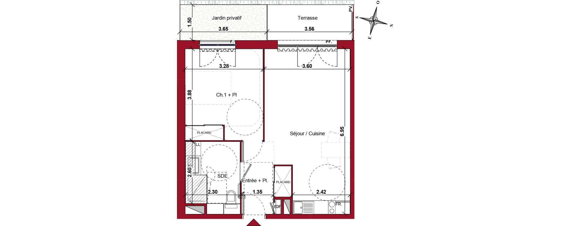 Appartement T2 meubl&eacute; de 46,29 m2 &agrave; Ch&acirc;teau-Thierry Centre