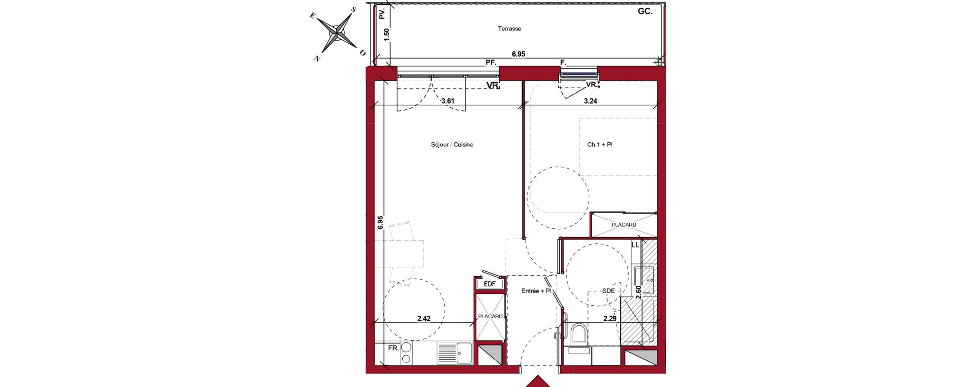 Appartement T2 meubl&eacute; de 46,51 m2 &agrave; Ch&acirc;teau-Thierry Centre