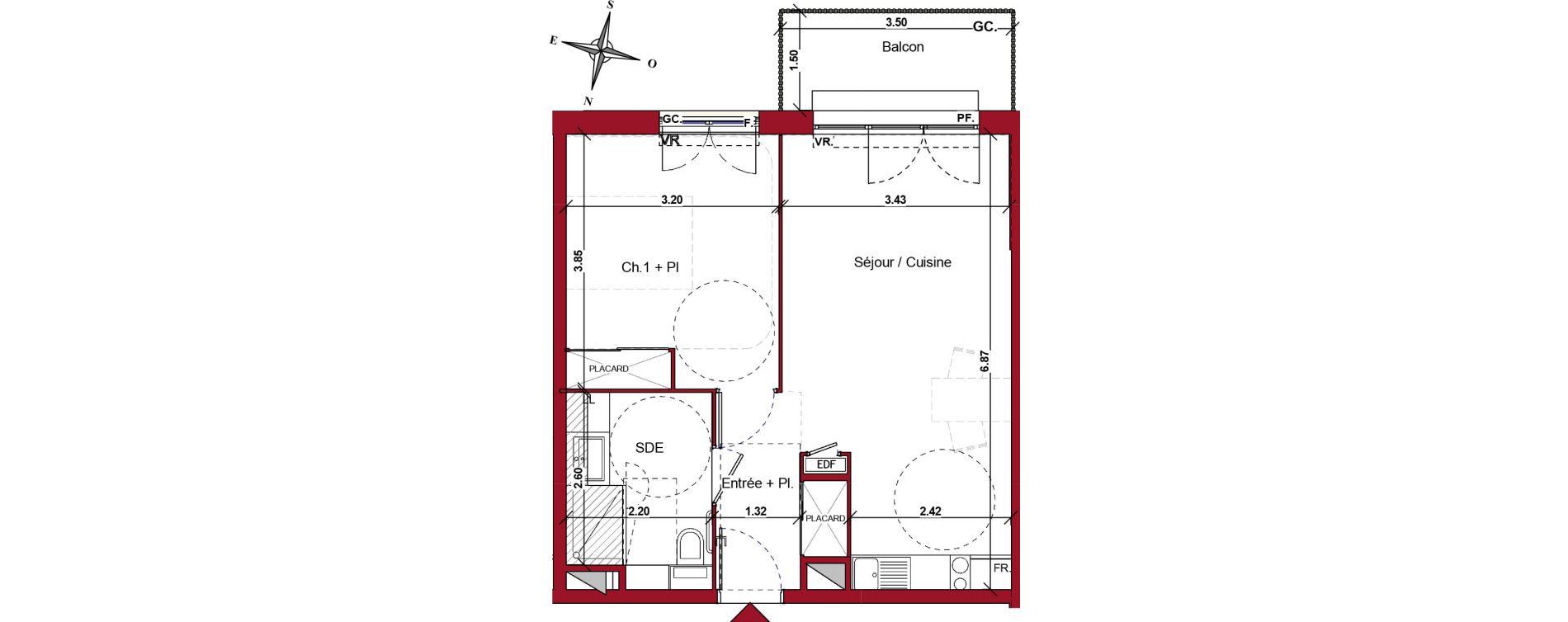 Appartement T2 meubl&eacute; de 45,04 m2 &agrave; Ch&acirc;teau-Thierry Centre