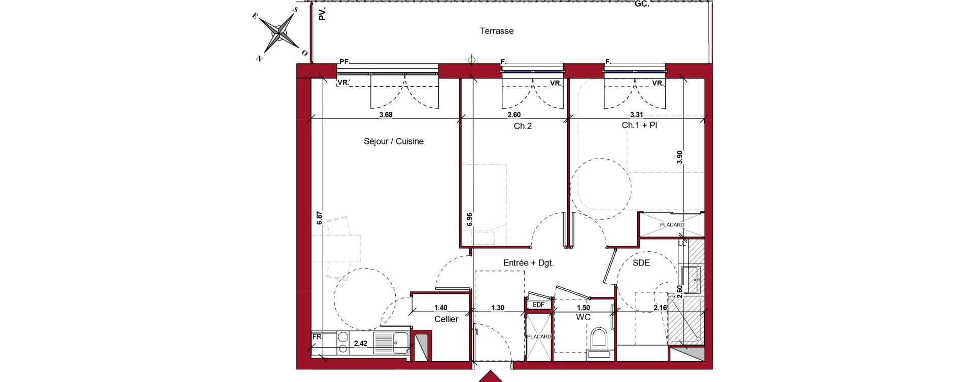Appartement T3 meubl&eacute; de 64,39 m2 &agrave; Ch&acirc;teau-Thierry Centre