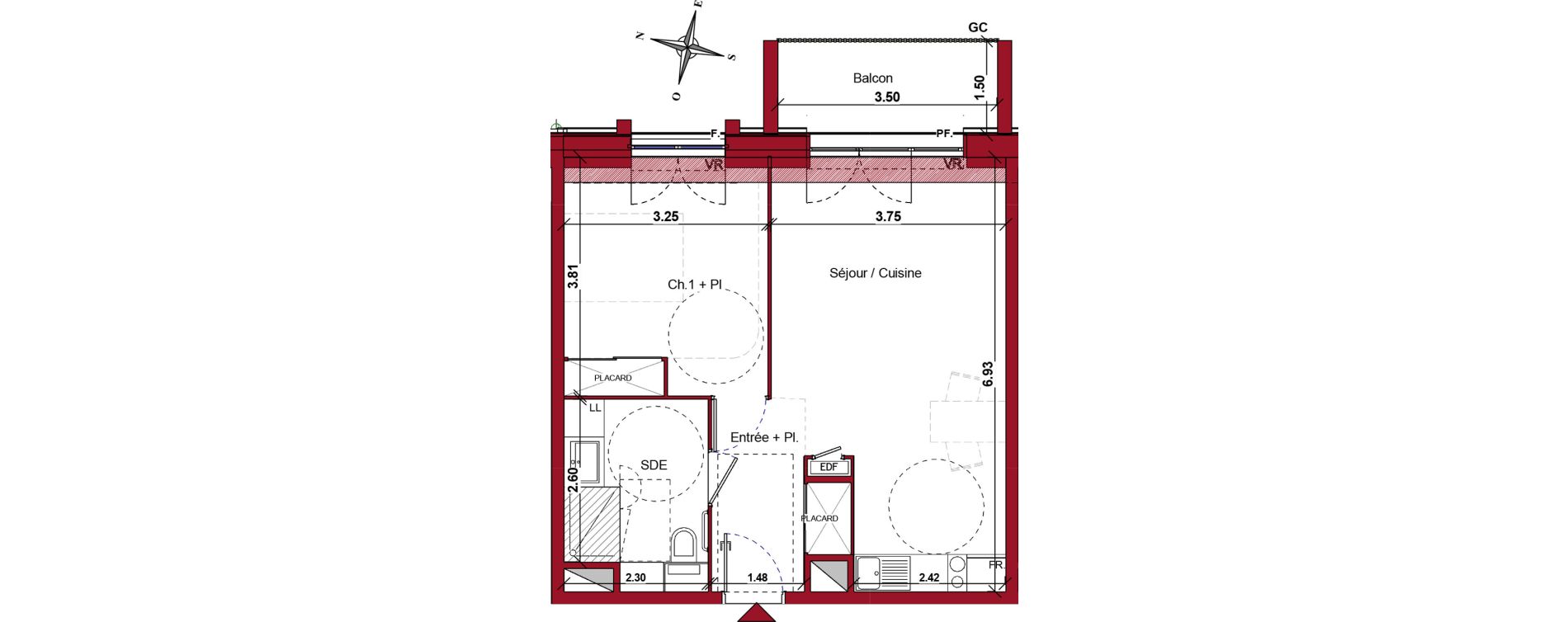Appartement T2 meubl&eacute; de 44,51 m2 &agrave; Ch&acirc;teau-Thierry Centre
