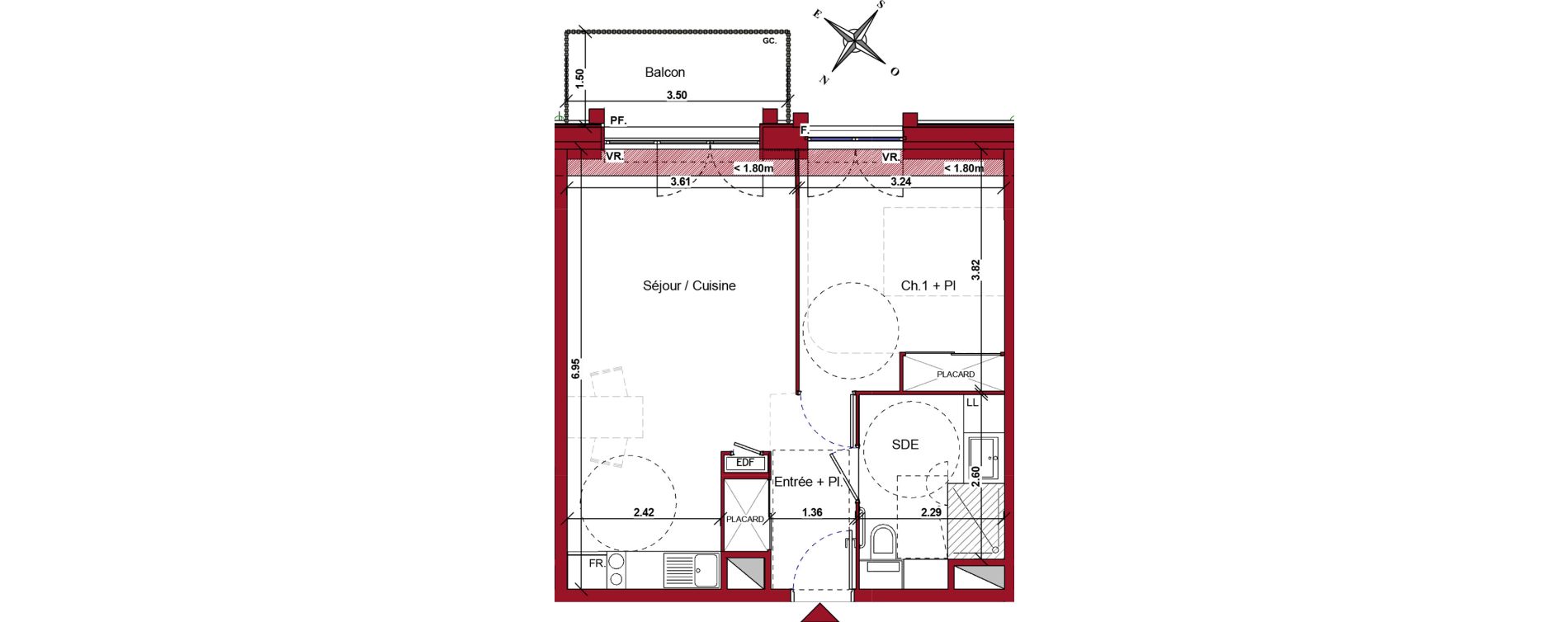 Appartement T2 meubl&eacute; de 43,60 m2 &agrave; Ch&acirc;teau-Thierry Centre