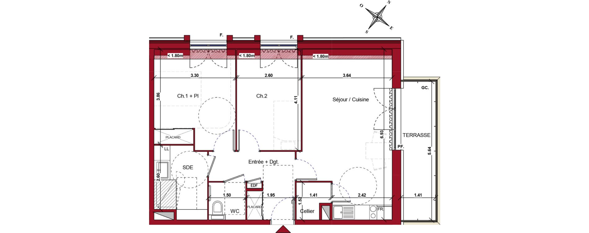 Appartement T3 meubl&eacute; de 60,81 m2 &agrave; Ch&acirc;teau-Thierry Centre