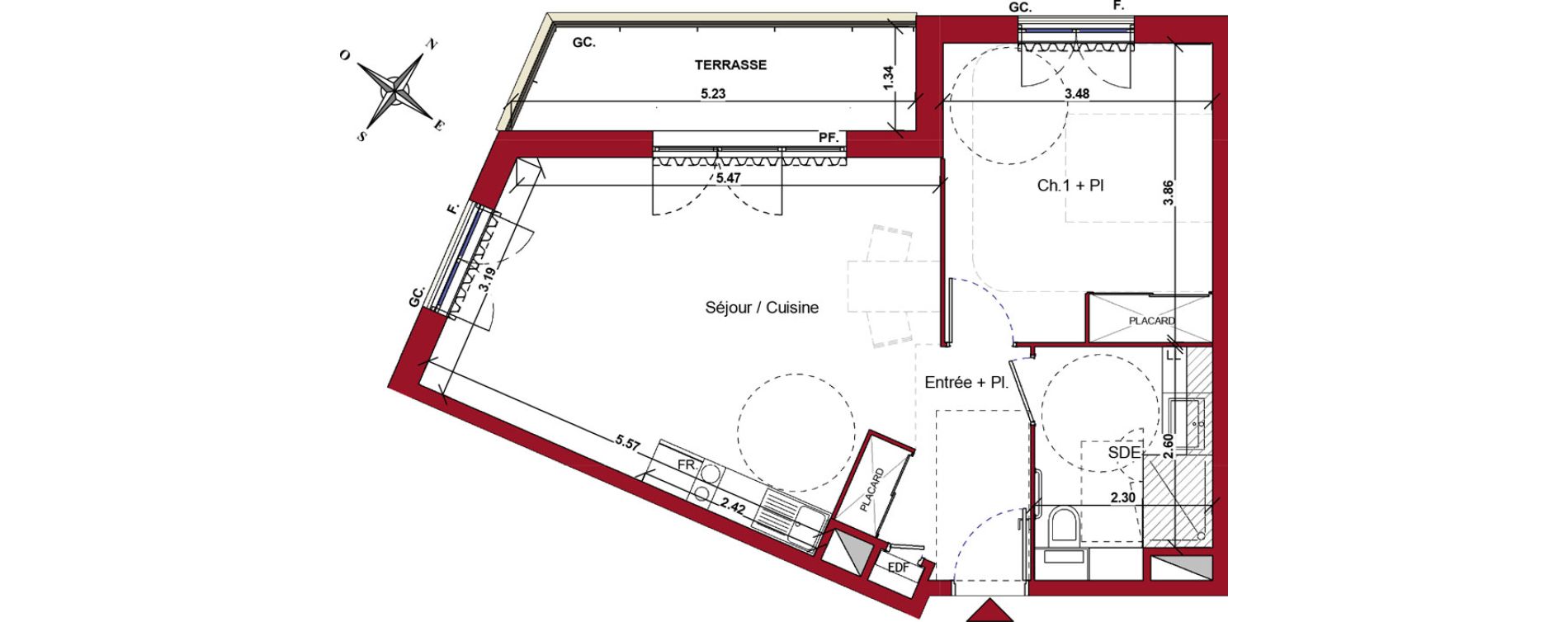 Appartement T2 meubl&eacute; de 50,04 m2 &agrave; Ch&acirc;teau-Thierry Centre