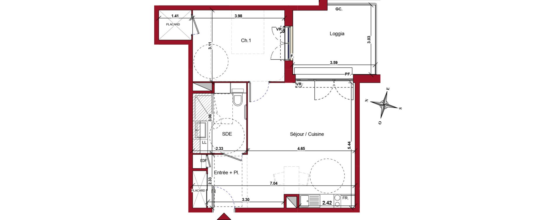 Appartement T2 meubl&eacute; de 51,36 m2 &agrave; Ch&acirc;teau-Thierry Centre