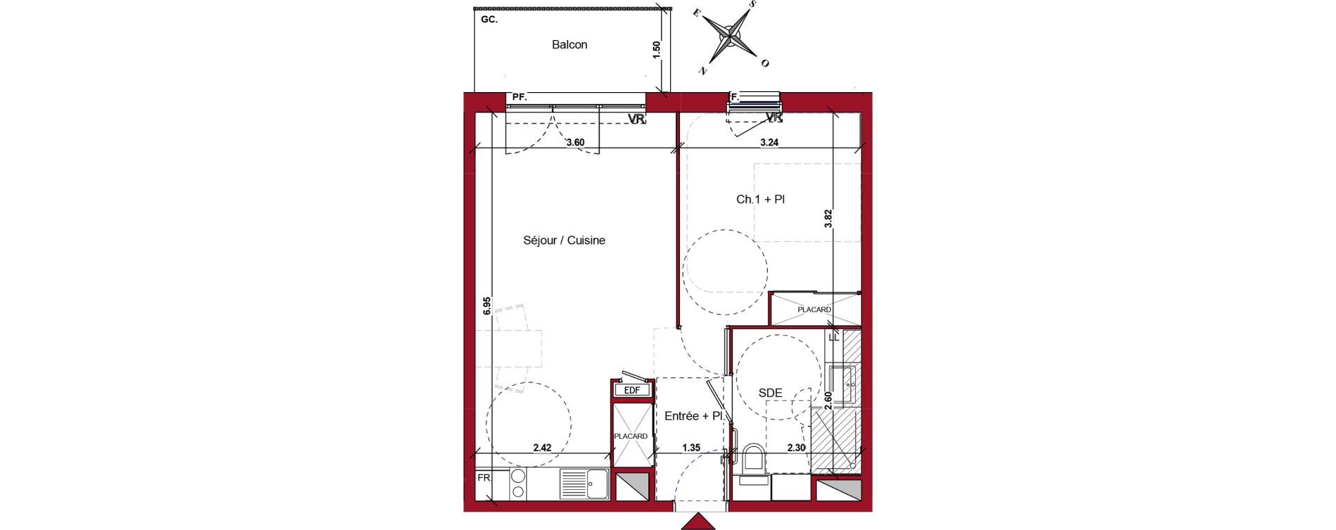 Appartement T2 meubl&eacute; de 46,16 m2 &agrave; Ch&acirc;teau-Thierry Centre
