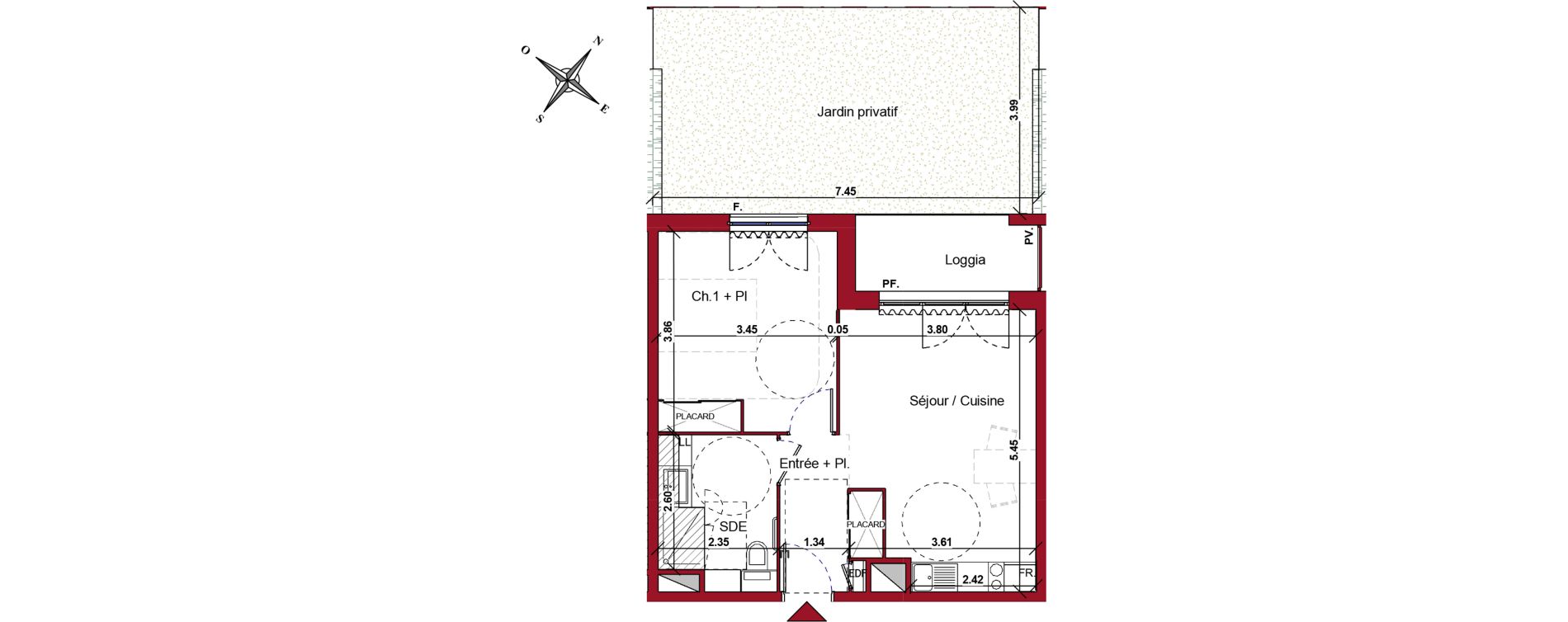 Appartement T2 meubl&eacute; de 43,40 m2 &agrave; Ch&acirc;teau-Thierry Centre