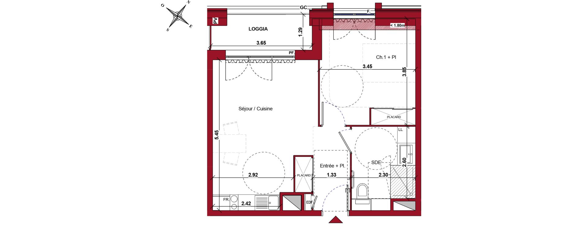 Appartement T2 meubl&eacute; de 41,84 m2 &agrave; Ch&acirc;teau-Thierry Centre