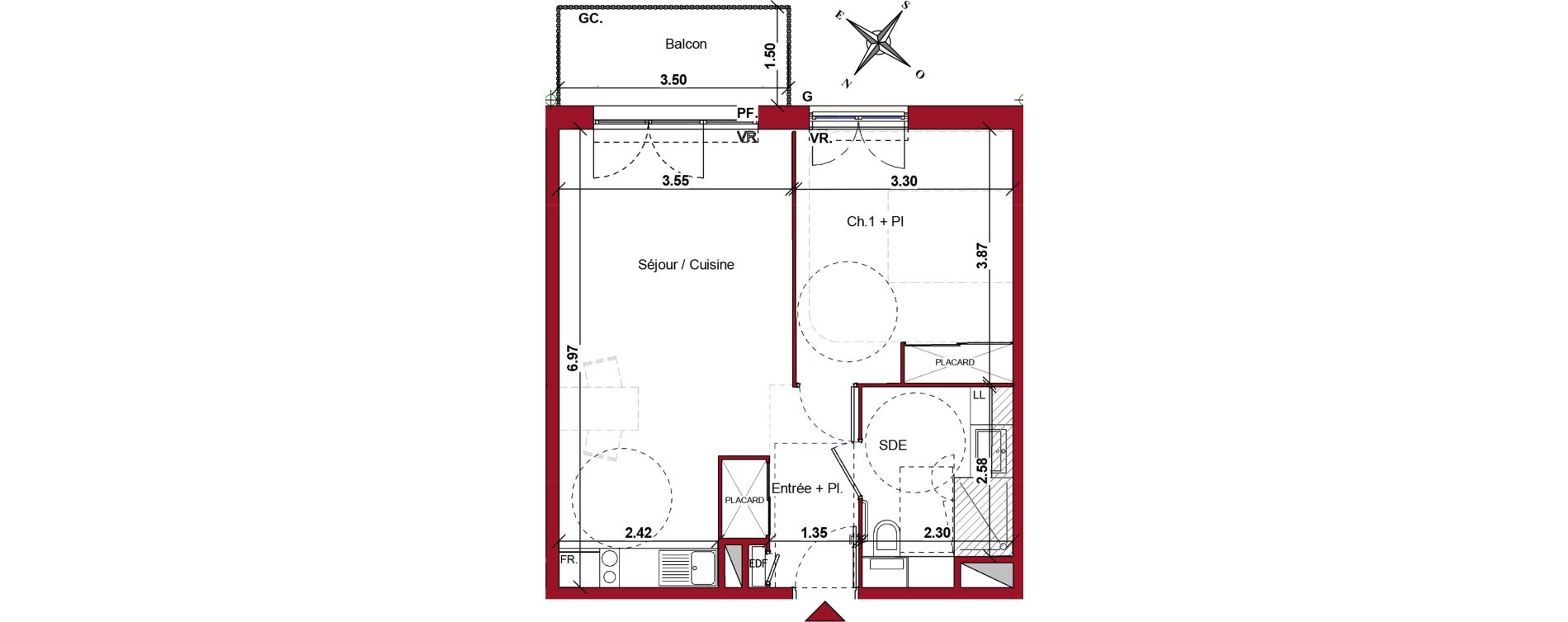 Appartement T2 meubl&eacute; de 46,63 m2 &agrave; Ch&acirc;teau-Thierry Centre